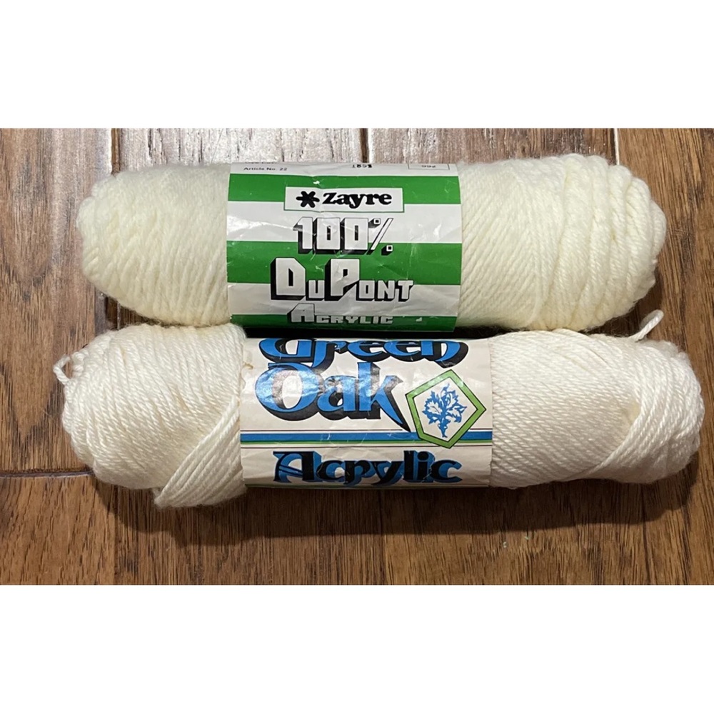 Zayre and Green Oak 100% Acrylic Yarn Off-White Fishermen 4-Ply 6 Oz Lot Of 2